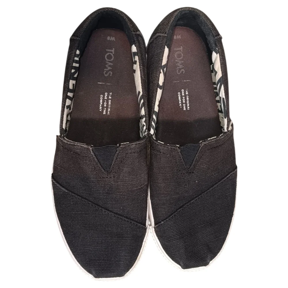 Toms Black Canvas Slip-On Loafers